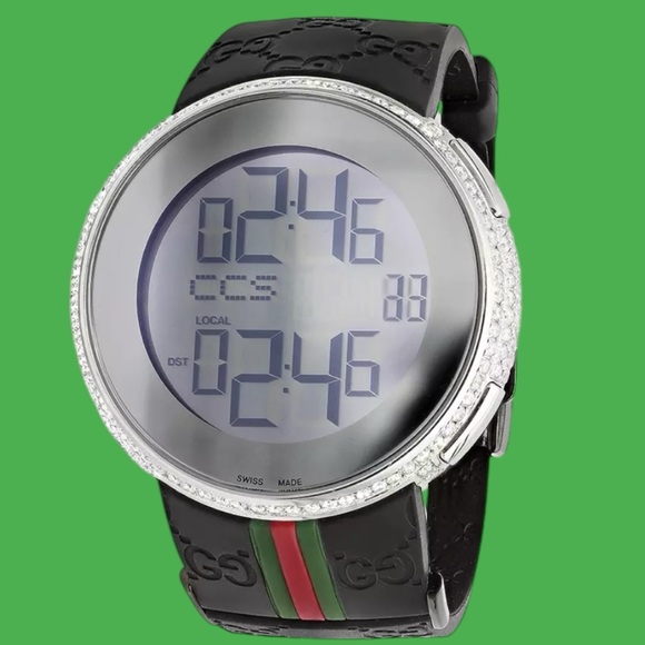 AUTHENTIC Gucci I-Gucci MENS 5.37 CTW Diamond Digital Watch NICE!!! - Picture 7 of 16